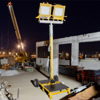 LED Light Cart rental on a construction site at night